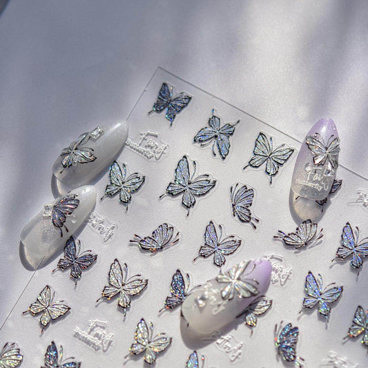 Laser Butterfly Nail Art Stickers Adhesive Embossed Sticker Decals to4061 - Nail MAD