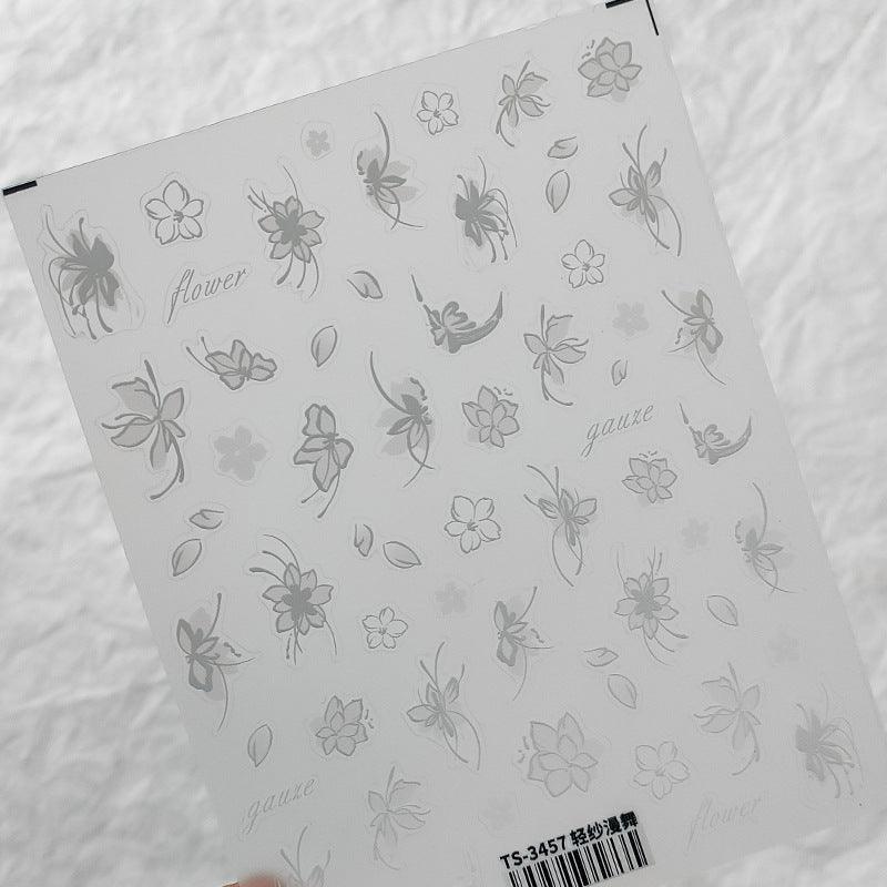 NailMAD Nail Art Stickers Adhesive Slider Embossed Rose Flower Sticker Decals TS3457 - Nail MAD