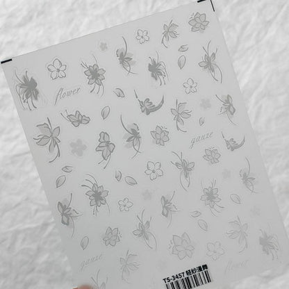 NailMAD Nail Art Stickers Adhesive Slider Embossed Rose Flower Sticker Decals TS3457 - Nail MAD