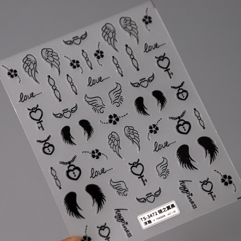 Tensor Nail Art Stickers White Wings Sticker Decals - Nail MAD