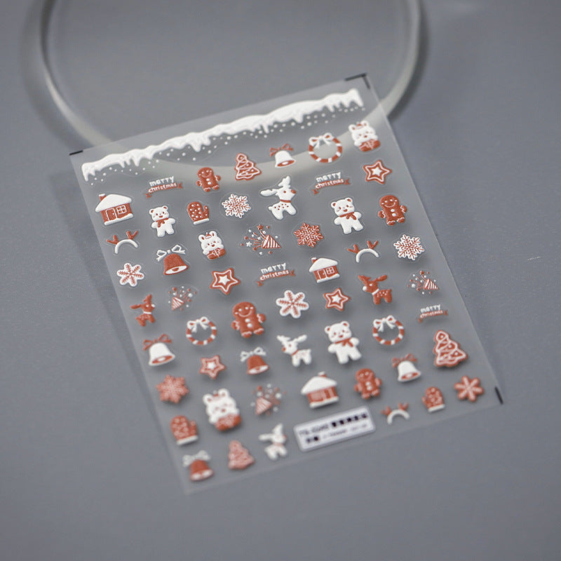Tensor Nail Stickers Embossed Christmas Deer Bells Design - Nail MAD