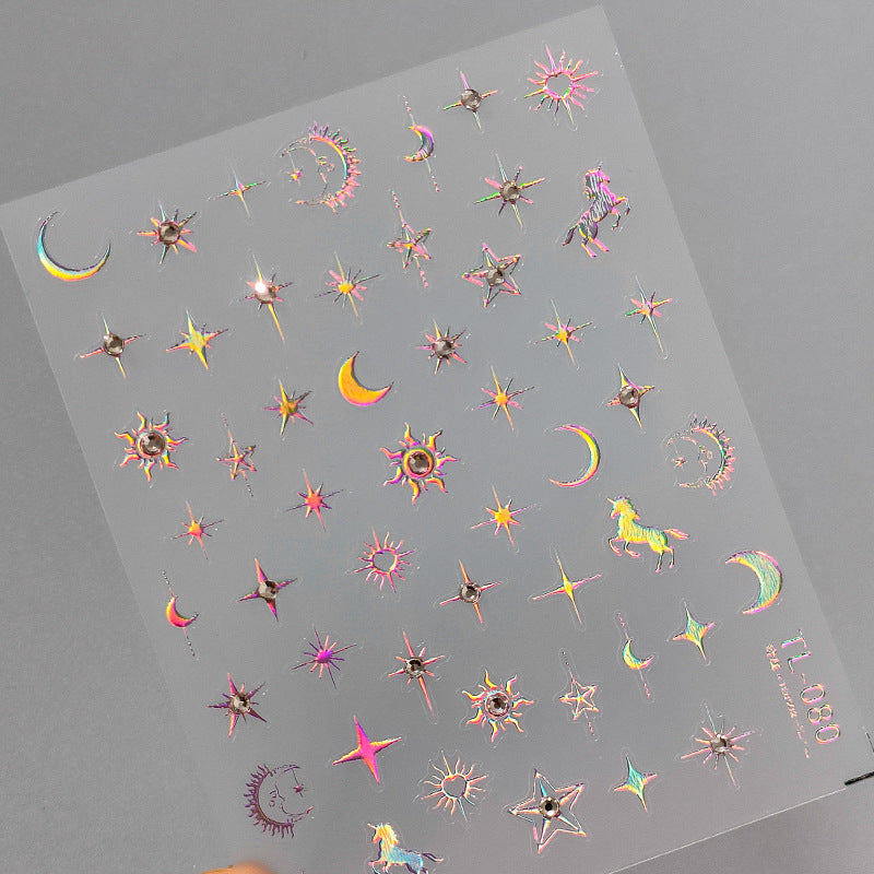 Tensor Nail Art Stickers Star Moon Sun With Rhinestones Sticker Decals - Nail MAD