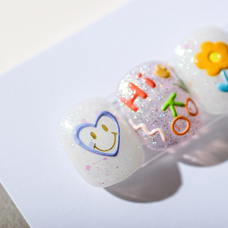 Tensor Nail Stickers Embossed Cute Heart Stars Flowers Design - Nail MAD