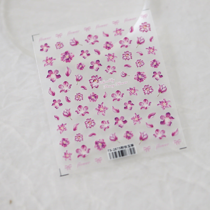 Tensor Nail Art Stickers Embossed Pink Flower Sticker Decals 甲TS2875 - Nail MAD