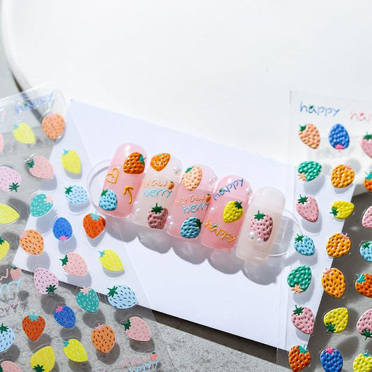 Tensor Nail Art Stickers Colorful Strawberry Sticker Decals - Nail MAD