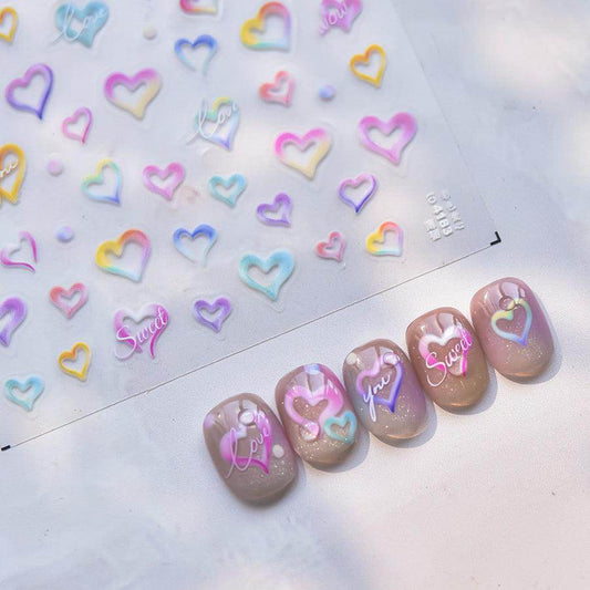 Gradient Love Nail Art Stickers Heart Adhesive Embossed Sticker Decals to4183 - Nail MAD