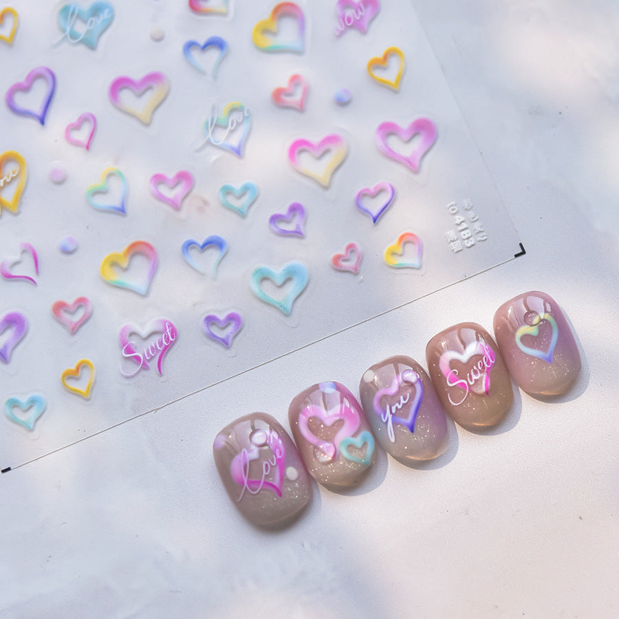 NailMAD Gradient Love Nail Art Stickers Heart Adhesive Embossed Sticker Decals to4183