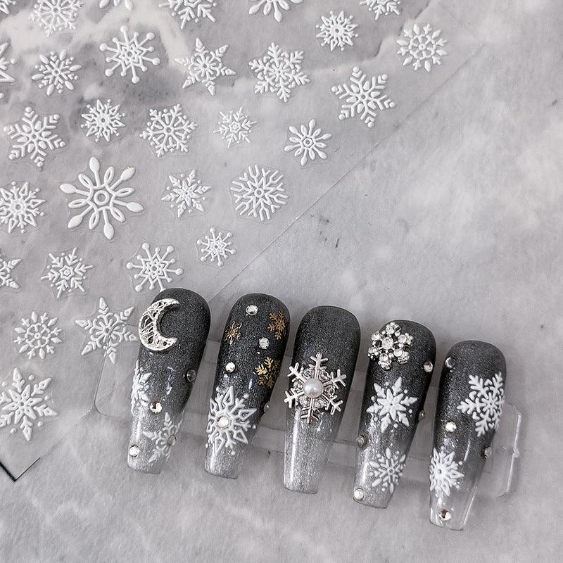 Tensor Nail Art Stickers White Snowflake Sticker Decals - Nail MAD