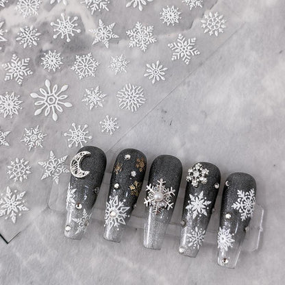 Tensor Nail Art Stickers White Snowflake Sticker Decals - Nail MAD