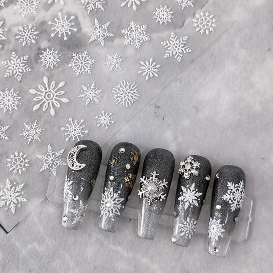 Tensor Nail Art Stickers White Snowflake Sticker Decals - Nail MAD