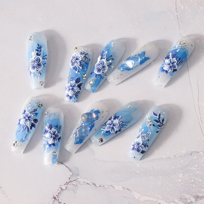 Tensor Nail Art Stickers Blue Flower Leaf Sticker Decals - Nail MAD