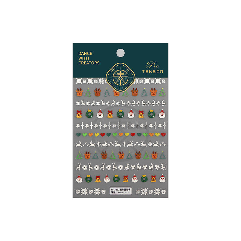 Tensor Nail Stickers Embossed Christmas Tree Snowman TS3290 - Nail MAD