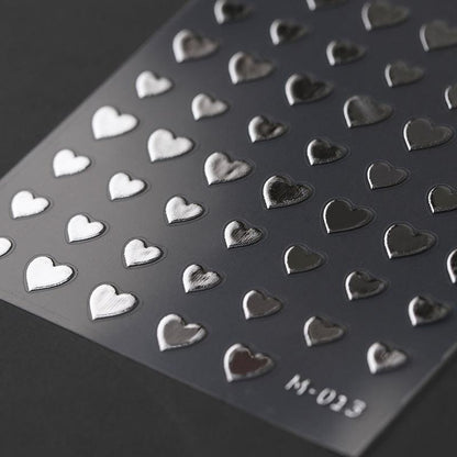Tensor Nail Art Stickers Metal Effect Heart Shape Embossed Sticker Decals M013 - Nail MAD