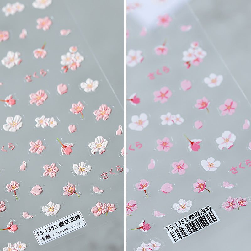Tensor Nail Stickers Embossed Cherry Sakura TS1352 - Nail MAD