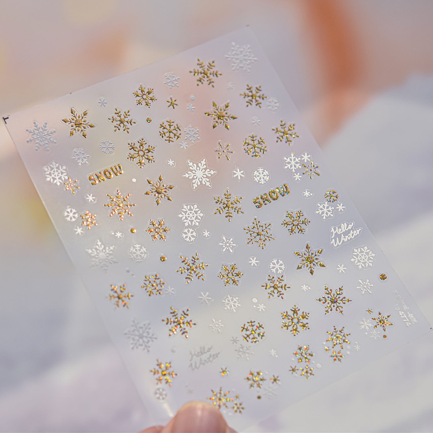 Shiny Glitter Snowflake Nail Art Stickers Adhesive Embossed Gold Snowflake Sticker Decals to4774