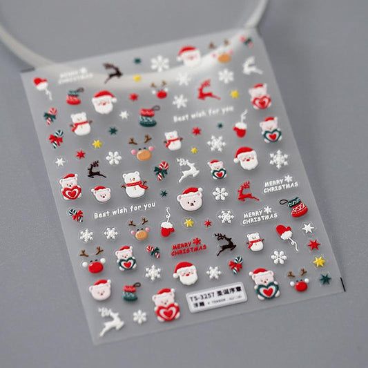 Tensor Nail Art Stickers Christmas Embossed Sticker Decals - Nail MAD