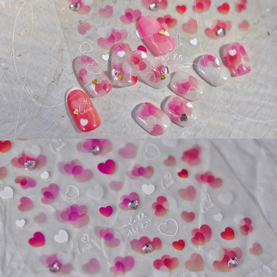 Love Heart Nail Art Stickers Valentine's Day Adhesive Sticker Decals MS427