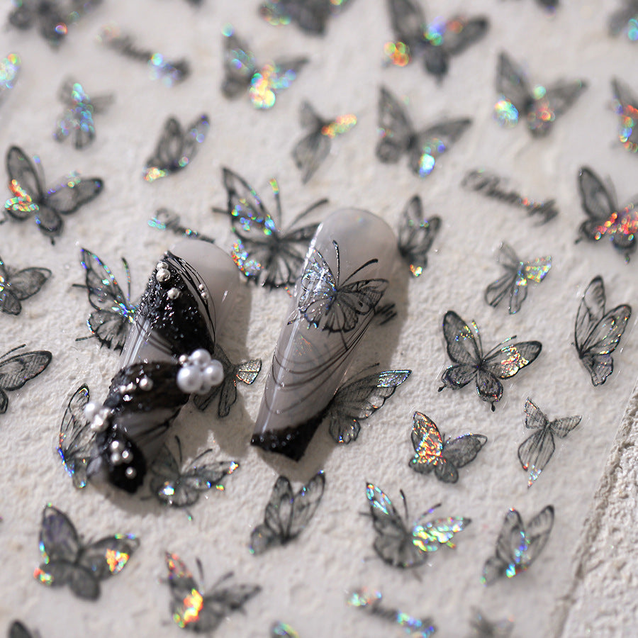 NailMAD Nail Art Stickers Adhesive Slider Black Butterfly Sticker Decals - Nail MAD