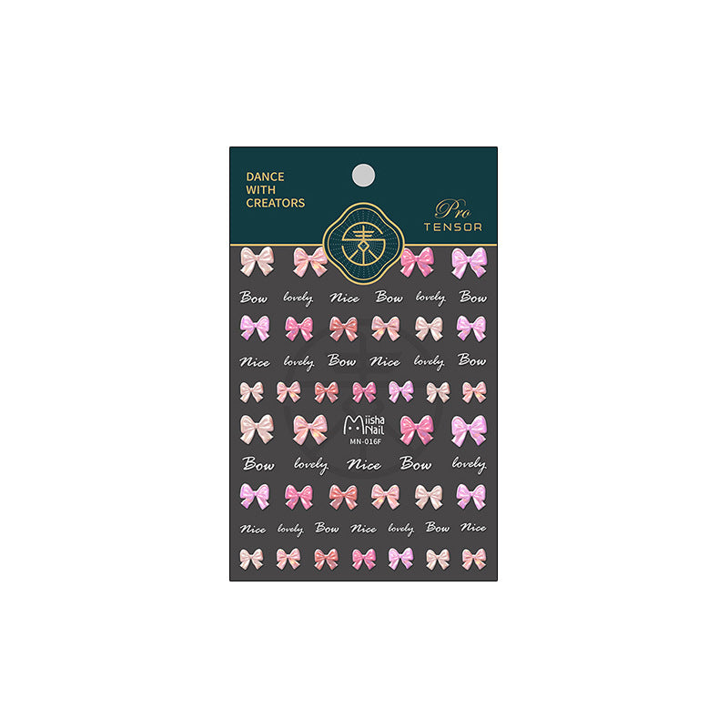 Tensor Nail Stickers Embossed Pink Bow Tie MN016F - Nail MAD