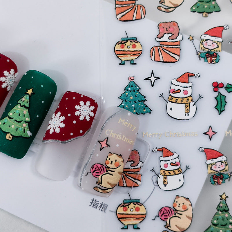 Tensor Nail Stickers Embossed Christmas Snowflake Snowman TS1965 - Nail MAD