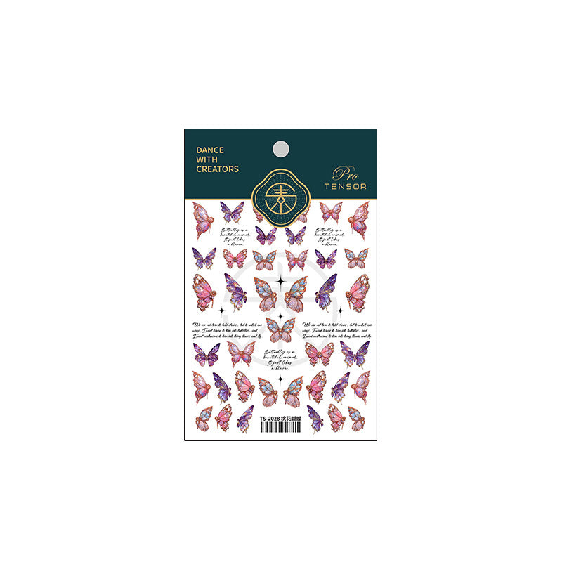 Tensor Nail Stickers Embossed Pink Butterfly TS2027 - Nail MAD