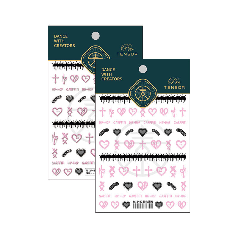 NailMAD Nail Art Stickers Adhesive Slider Graffiti Heart Sticker Decals - Nail MAD