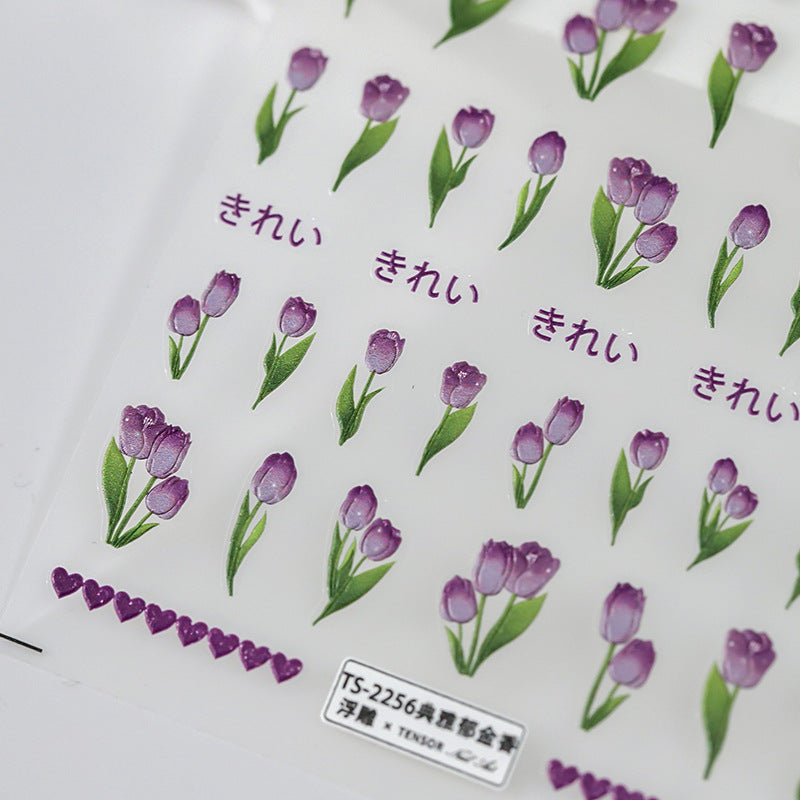 Tensor Nail Art Stickers Purple Tulips Sticker Decals - Nail MAD