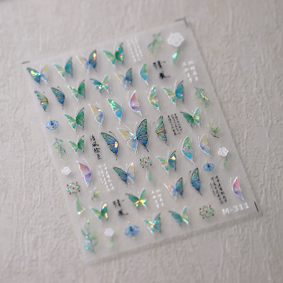 NailMAD Nail Art Stickers Adhesive Slider Metal Colors Butterfly Embossed Sticker Decals - Nail MAD
