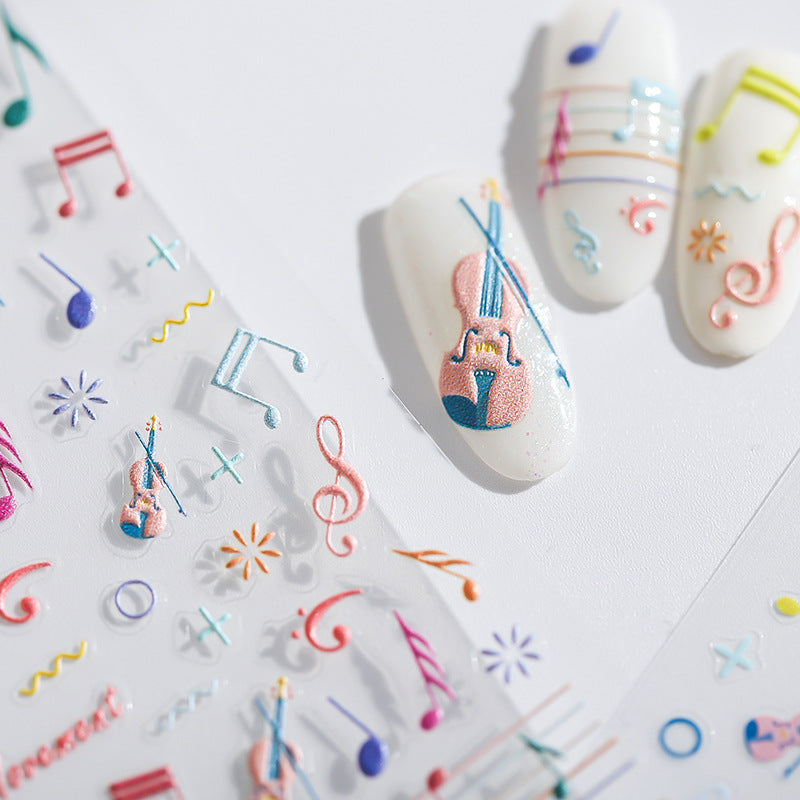 Tensor Nail Art Stickers Embossed Musical Notes Sticker Decals TS1651 - Nail MAD