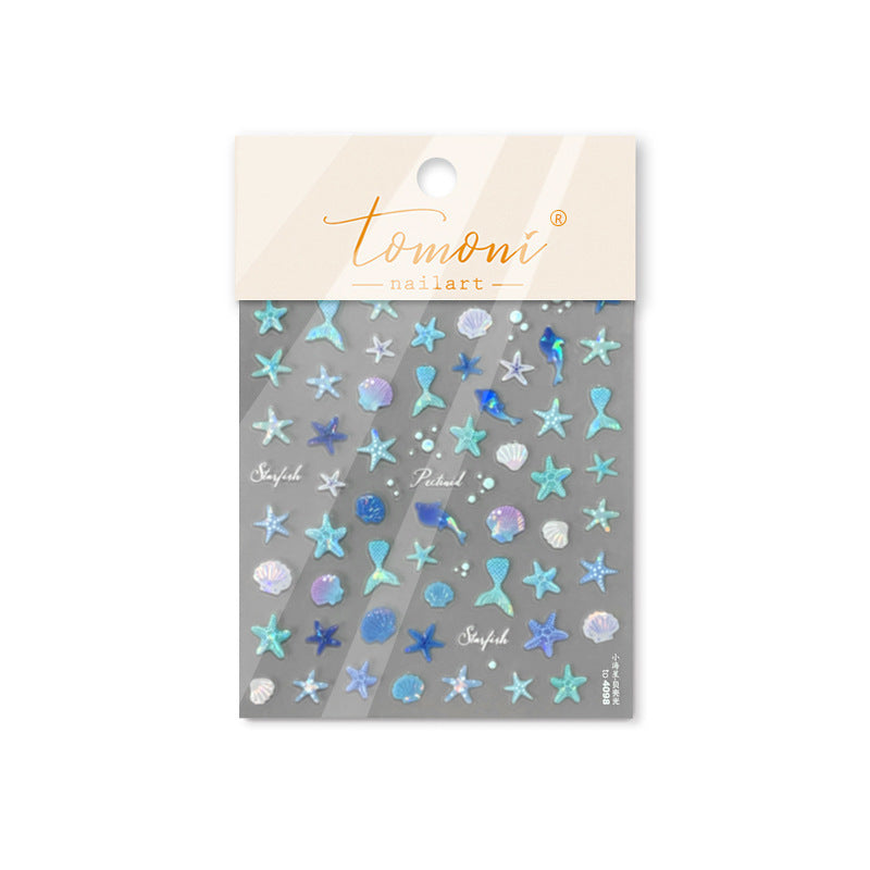 NailMAD Mermaid Nail Art Stickers Adhesive 5D Embossed Starfish Sticker Decals to4097