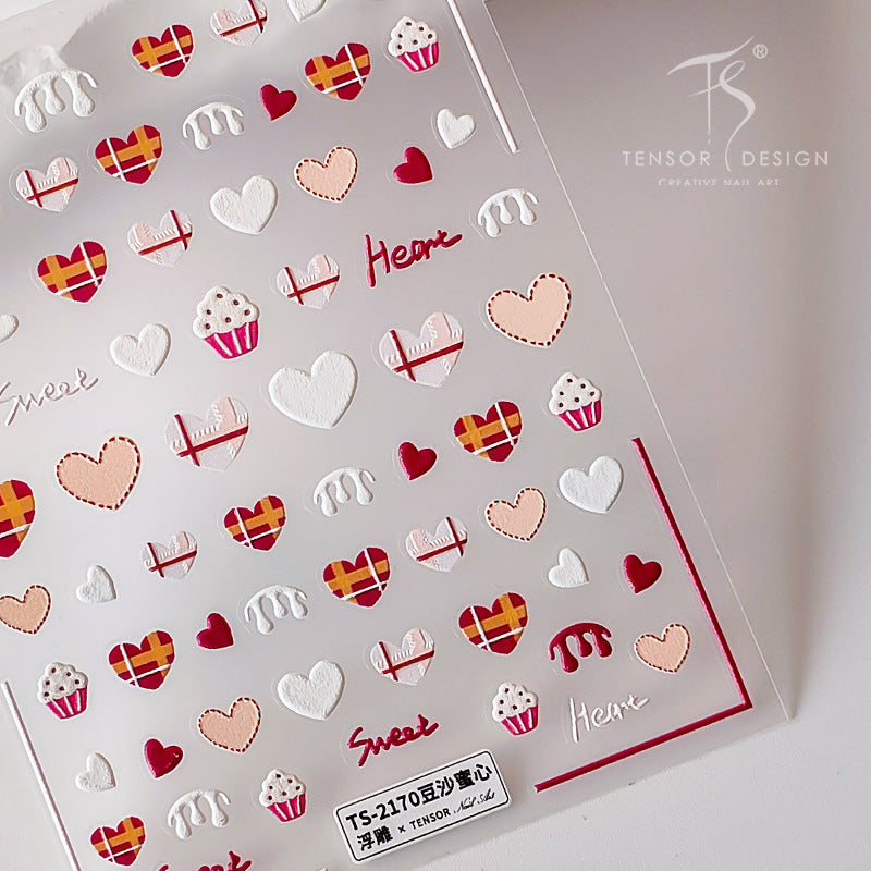 Tensor Nail Art Stickers Sweet Cake Heart Sticker Decals - Nail MAD