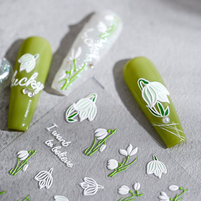 Tensor Nail Art Stickers Lily Flowers Embossed Sticker Decals TS1687 - Nail MAD