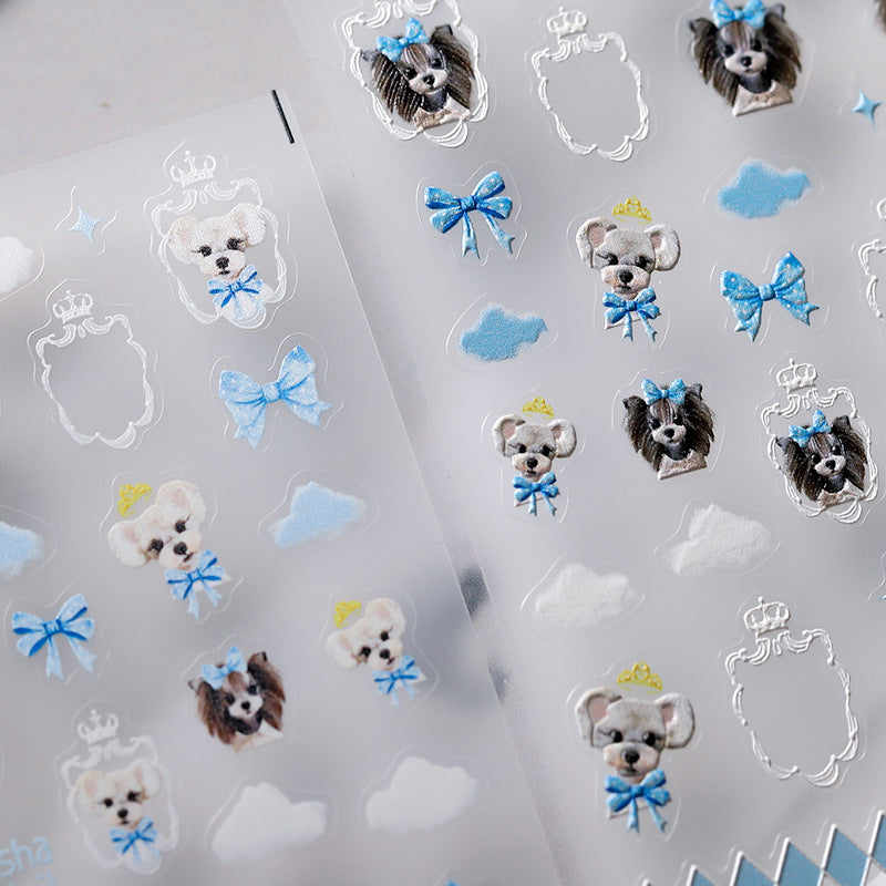 Tensor Nail Art Stickers Cute Dog Embossed Sticker Decals - Nail MAD