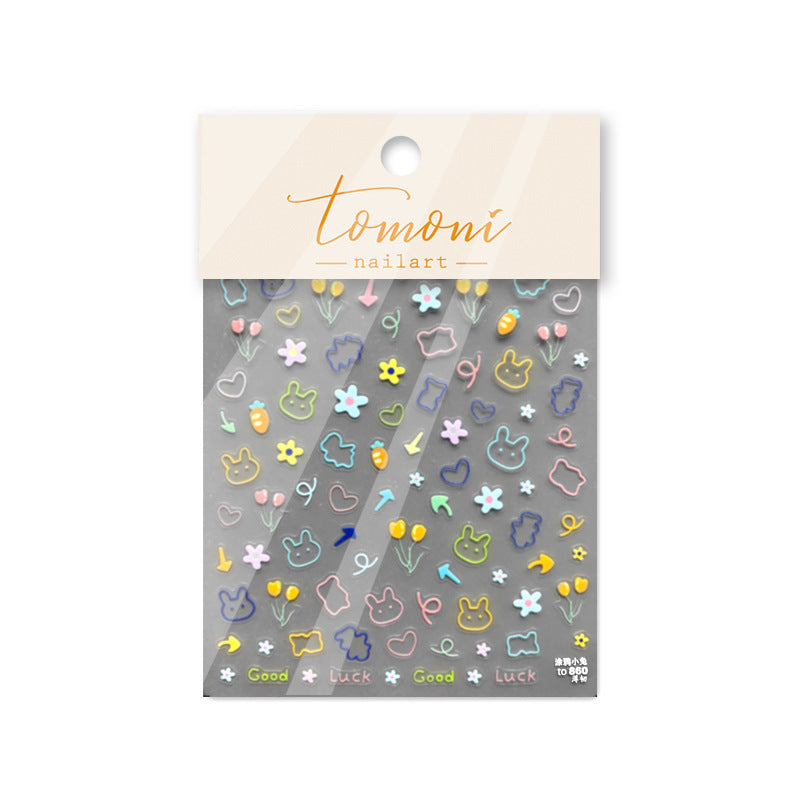 NailMAD Graffiti Nail Stickers 5D Embossed Flower Nail Decals Self-Adhesive DIY Manicure Accessories to859