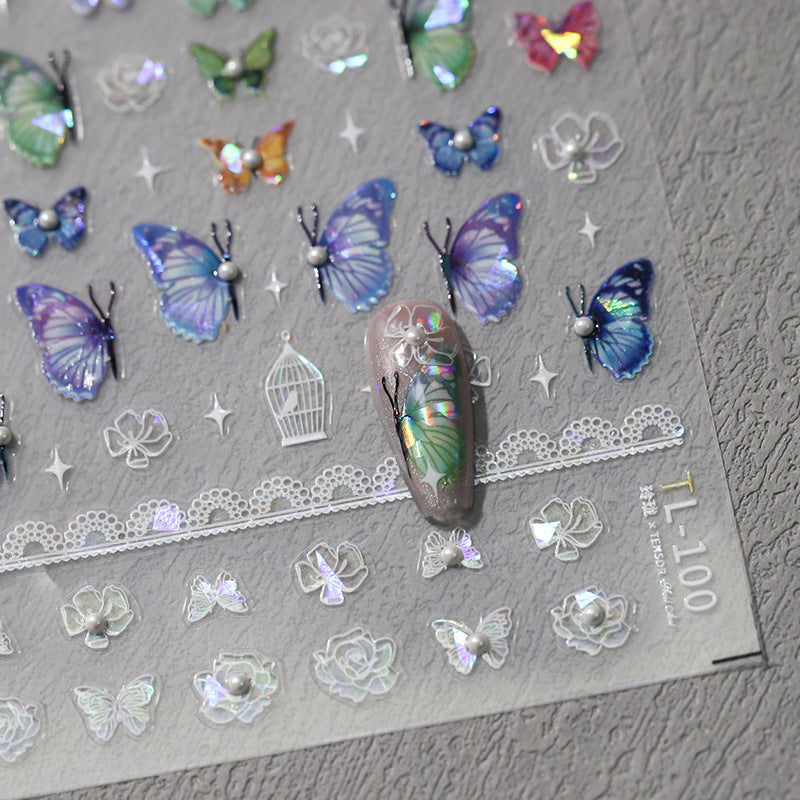 NailMAD Nail Art Stickers Adhesive Slider Laser Butterfly Sticker Decals TL100 - Nail MAD