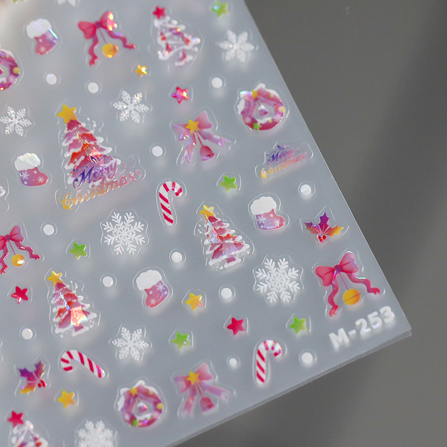 NailMAD Nail Art Stickers Adhesive Slider Embossed Xmas Tree Sticker Decals M253 - Nail MAD