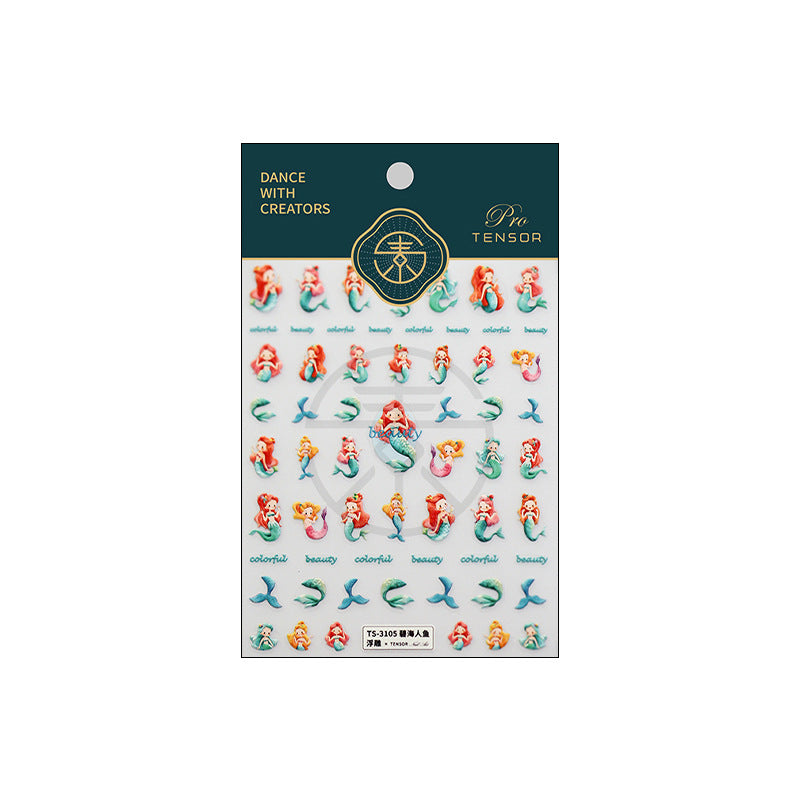 Tensor Nail Art Stickers Embossed Mermaid Sticker Decals TS3104 - Nail MAD