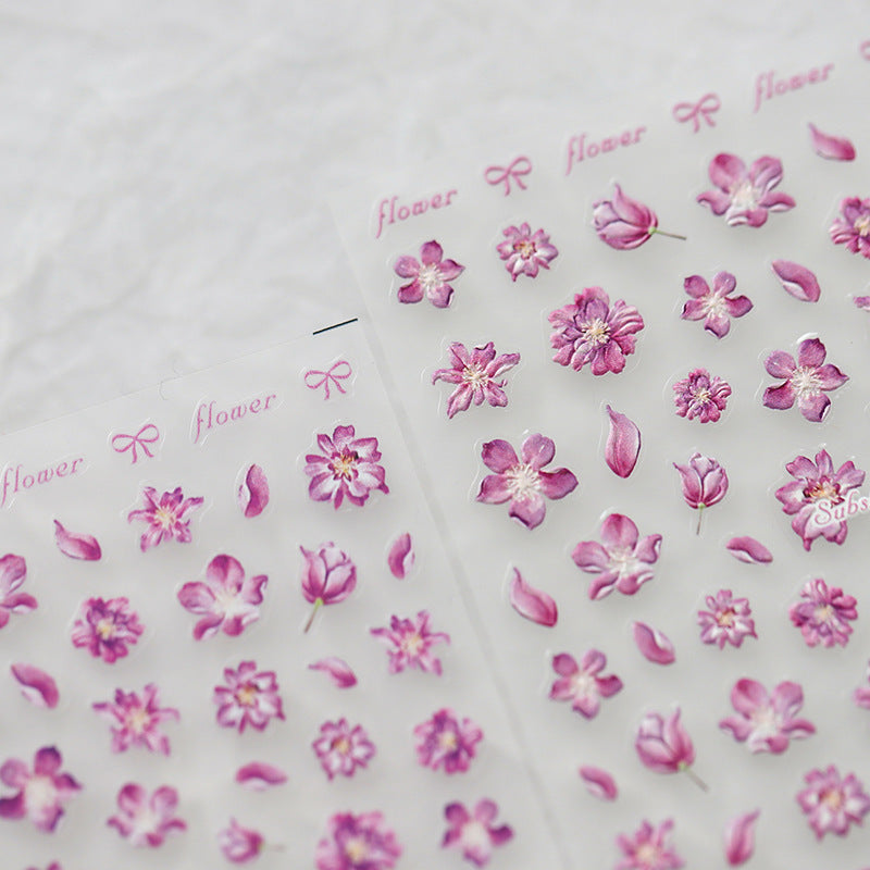 Tensor Nail Art Stickers Embossed Pink Flower Sticker Decals 甲TS2875 - Nail MAD