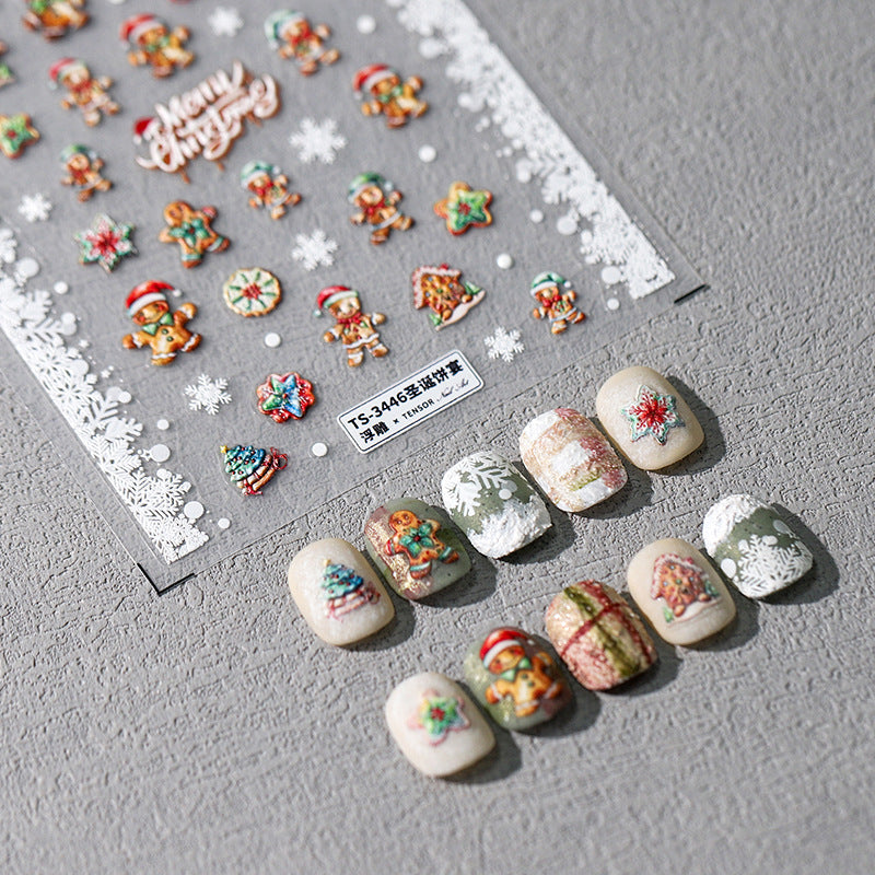 Tensor Nail Stickers Embossed Christmas Ginger Bread Man TS3445 - Nail MAD