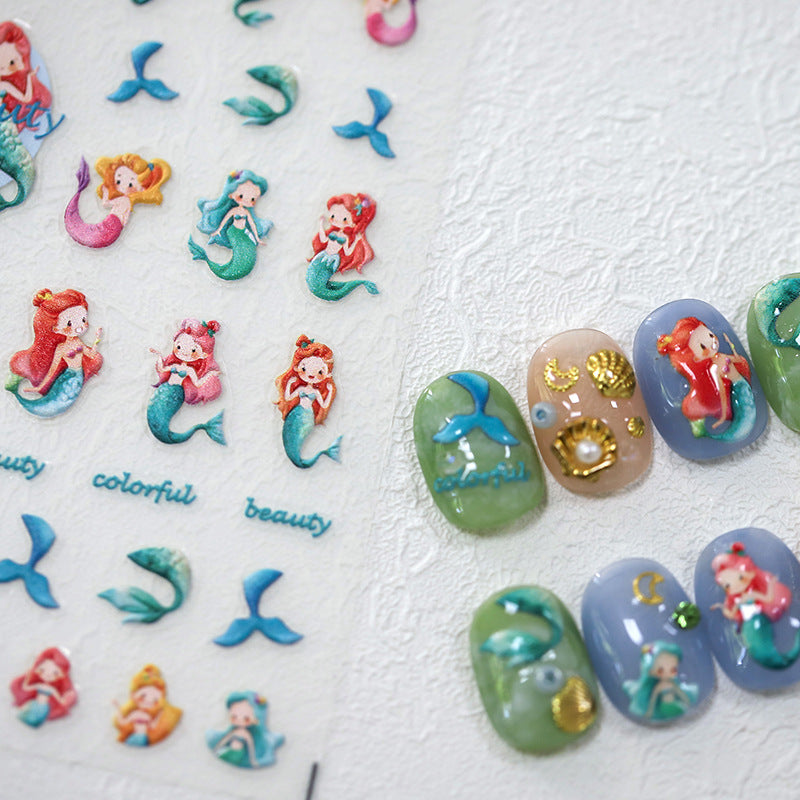 Tensor Nail Art Stickers Embossed Mermaid Sticker Decals TS3104 - Nail MAD