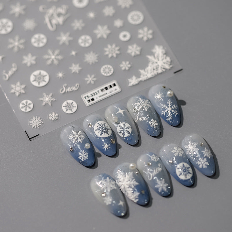 Tensor Nail Art Stickers Winter Snowflakes Embossed Sticker Decals - Nail MAD