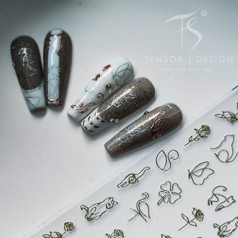 Tensor Nail Art Stickers Metal Colors Lines Sticker Decals - Nail MAD