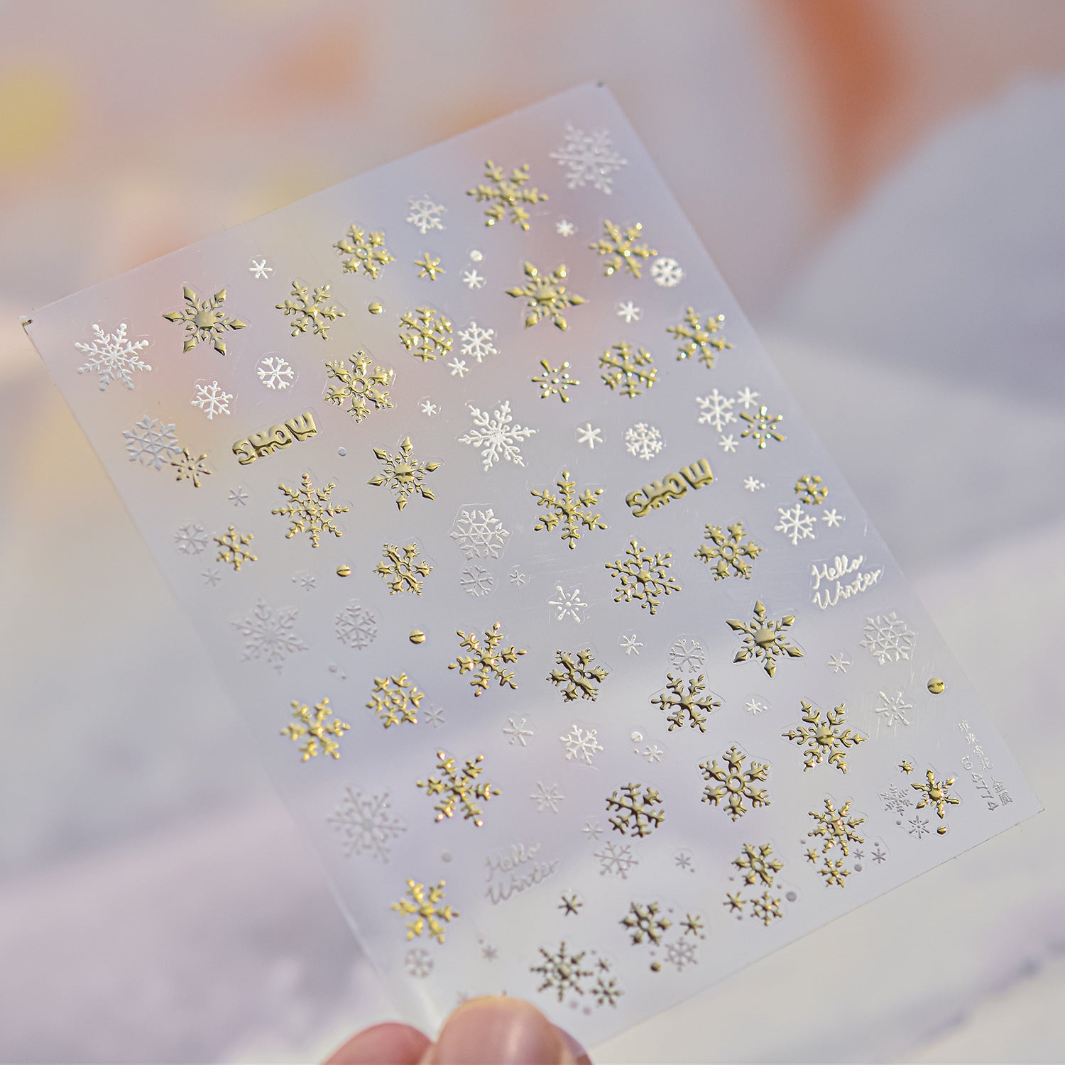 Shiny Glitter Snowflake Nail Art Stickers Adhesive Embossed Gold Snowflake Sticker Decals to4774