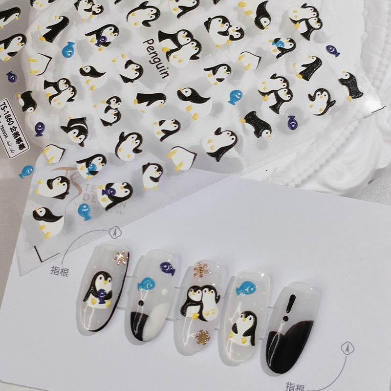 Tensor Nail Art Stickers Cute Penguin Sticker Decals - Nail MAD