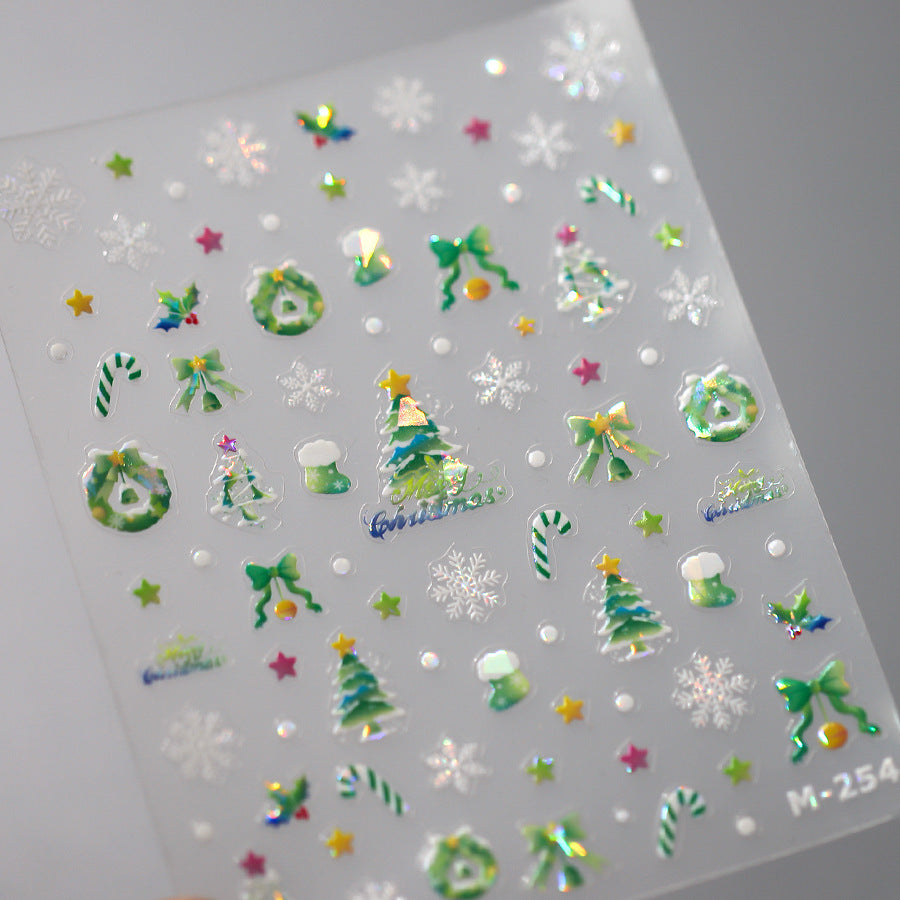 NailMAD Nail Art Stickers Adhesive Slider Embossed Xmas Tree Sticker Decals M253 - Nail MAD