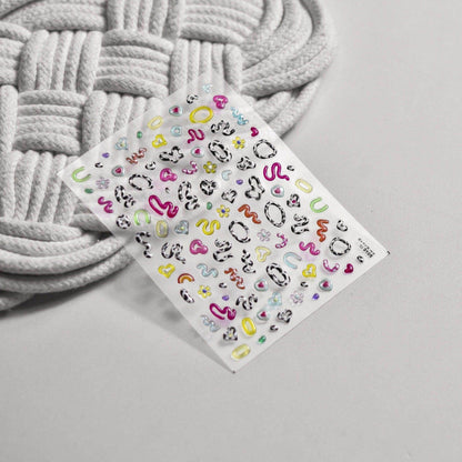 Cow Print Nail Art Stickers Adhesive Embossed Cute Bear Bunny Flower Sticker Decals to3054 - Nail MAD
