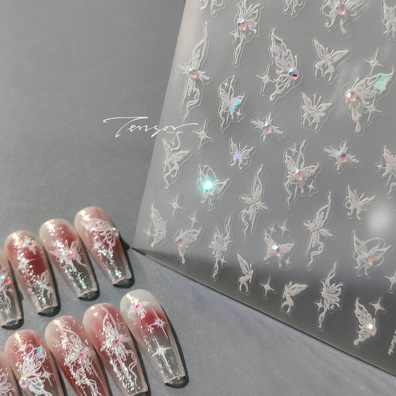 Tensor Nail Art Stickers Butterfly With Rhinestones Sticker Decals TL087 - Nail MAD