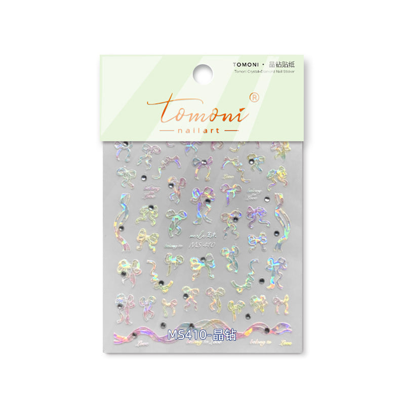 Bow Lace Peals Nail Art Stickers Adhesive Embossed Sticker Decals MS399