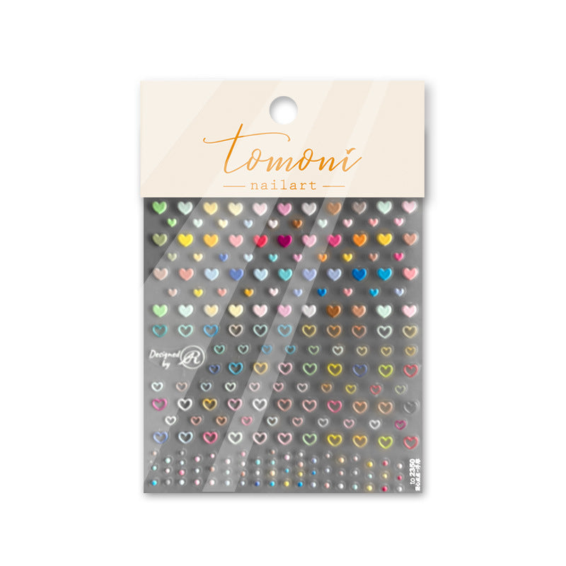 Mini Heart Stars Nail Art Stickers Colorful Star Dots Adhesive Embossed Sticker Decals to2350