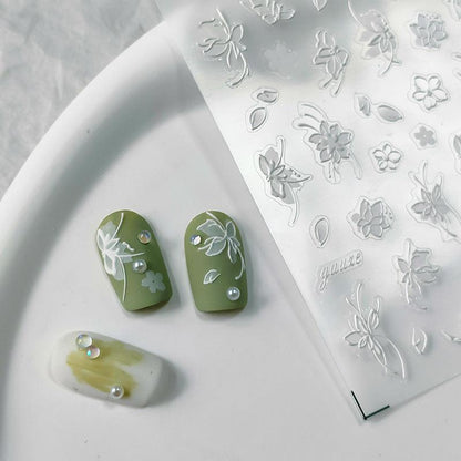 NailMAD Nail Art Stickers Adhesive Slider Embossed Rose Flower Sticker Decals TS3457 - Nail MAD